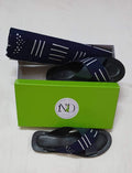 Sandales "Nuit Étoilée" – Cuir Noir &amp; Textile Géométrique